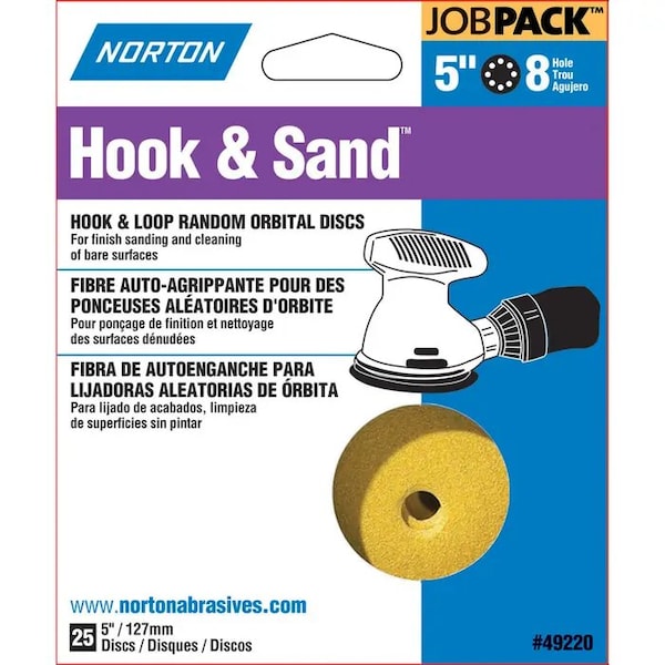 Norton Co 5" Hook & Sand 8-Hole Sanding Disc, P120-Grit, PK 25 49221 - main